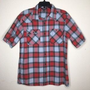 OUTDOOR RESEARCH GROWLER Shirt Mens Sz Large Red Plaid Ski Hike Fish Climb